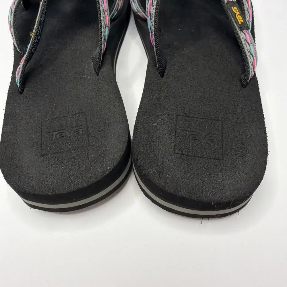 Teva Sandals Womens 9 Olowahu Casual Slip On Flip Flops Flats 6840 Black Fabric - Picture 5 of 9